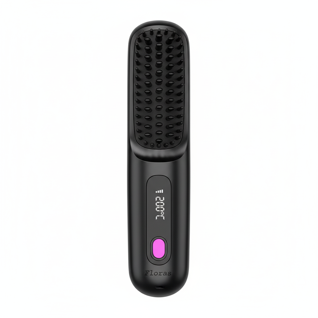 Electric LCD Usb Ceramic Heating Straight Hair Comb Wireless Portable Negative Ion Styling Tool Rechargeable Straightening Brush